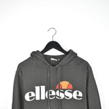 Vintage Ellesse hoodie pullover sweatshirt windbreaker fleece track jacket in dark grey