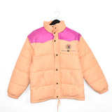 Vintage Kappa winter jacket puffer coat windbreaker tracksuit track jacket long sleeve in light orange/peacb and magenta