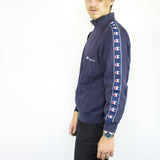 Vintage Champion half zip fleece sweatshirt hoodie jumper sweater pullover in blue