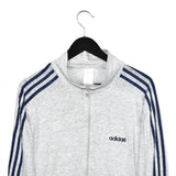 Vintage Adidas zip up pullover sweatshirt windbreaker fleece track jacket in grey