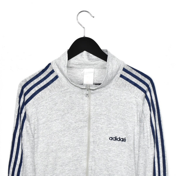 Vintage Adidas zip up pullover sweatshirt windbreaker fleece track jacket in grey
