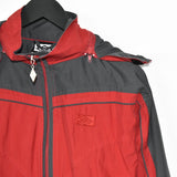 Vintage Umbro zip up track jacket windbreaker sweatshirt longsleeve tee pullover jumper in dark red and grey