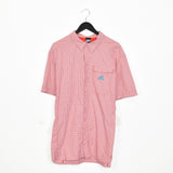 Vintage Adidas formal button uppolo shirt short sleeve top in red and white