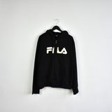 Vintage Fila zip up hoodie pullover sweatshirt windbreaker fleece track jacket jumper in black and white