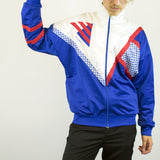 Vintage Umbro tracksuit track jacket fleece windbreaker in navy blue, white and red