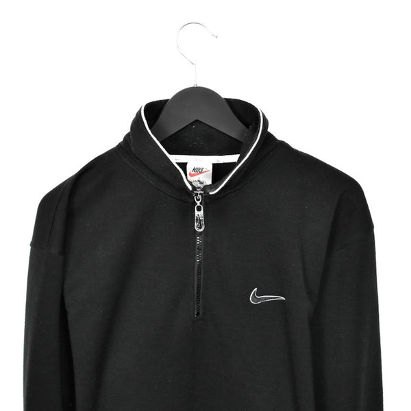 Vintage Nike quarter zip up jumper sweatshirt tracksuit track jacket trackie pullover long sleeve in black and white
