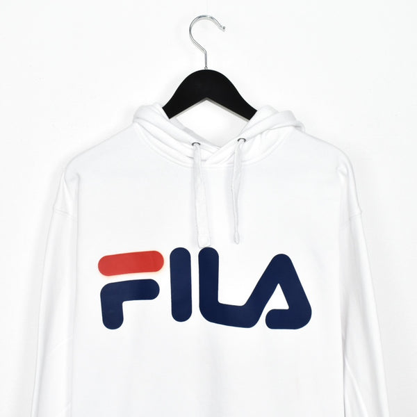 Vintage Fila hoodie pullover sweatshirt windbreaker fleece track jacket in white