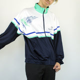 Vintage Sergio Tacchini tracksuit track jacket fleece windbreaker in white and black