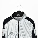 Vintage Kappa zip up tracksuit track jacket trackie sweater windbreaker jumper sweatshirt pullover long sleeve in black and silver