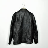 Vintage leather jacket windbreaker fleece track jacket bomber jacket in black