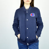 Vintage Champion bomber jacket fleece windbreaker in navy blue