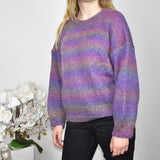 Vintage colourful knitted sweatshirt jumper sweater top pullover in purple