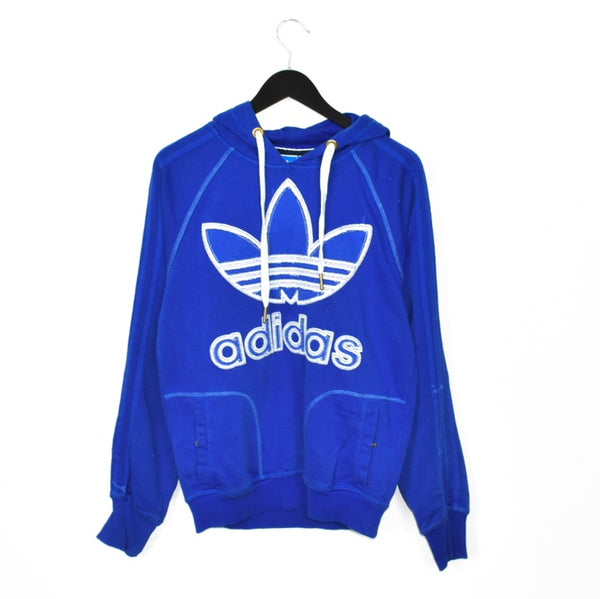 Vintage Adidas hoodie pullover sweatshirt windbreaker fleece track jacket in blue