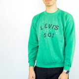 Vintage Levi's sweatshirt jumper sweater pullover hoodie in cyan