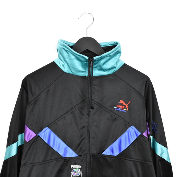 Vintage Puma track jacket longsleeve tee pullover windbreaker sweatshirt in black