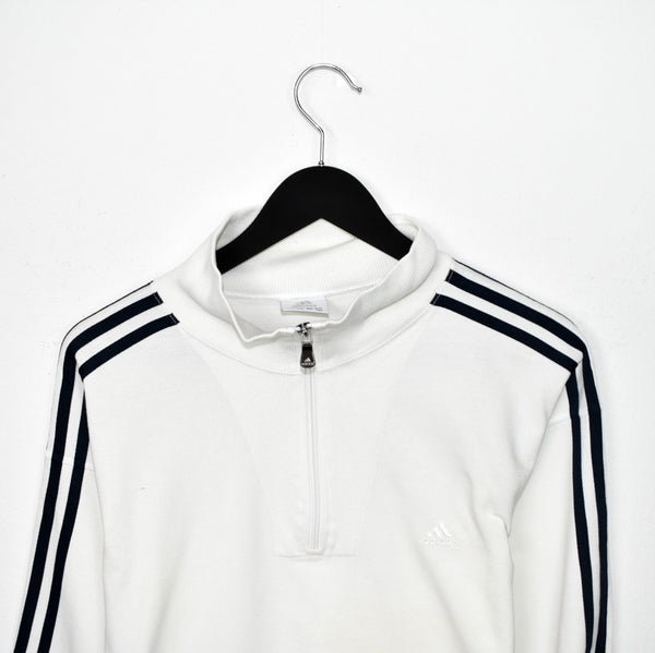 Vintage Adidas quarter zip up jumper hoodie pullover sweatshirt windbreaker track jacket in white and black