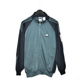 Vintage Adidas zip up tracksuit track jacket trackie sweater windbreaker jumper sweatshirt pullover long sleeve in dark green and black