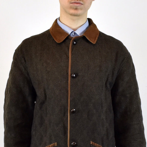 Vintage Burberry coat in dark green and brown