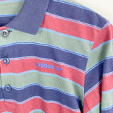 Vintage Adidas polo top long sleeve jumper sweater polo shirt pullover sweatshirt colourful top in blue, red and army green