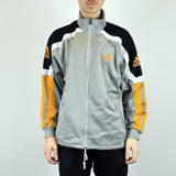 Vintage Adidas tracksuit track jacket fleece windbreaker in gray, black, yellow and white