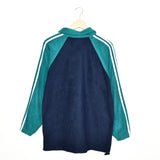 Vintage Adidas fuzzy zip neck sweatshirt jumper sweater pullover hoodie in cyan and dark blue