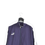 Vintage Puma windbreaker zip up tracksuit track jacket trackie sweater jumper sweatshirt pullover long sleeve in dark blue and white