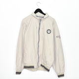 Vintage Helly Hansen bomber jacket track fleece longsleeve tee pullover windbreaker sweatshirt in beige