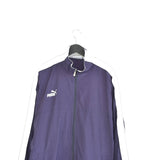 Vintage Puma windbreaker zip up tracksuit track jacket trackie sweater jumper sweatshirt pullover long sleeve in dark blue and white