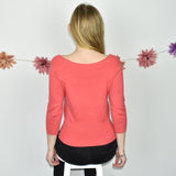 Cute striped off shoulder jumper sweater top cardigan pullover in white pink