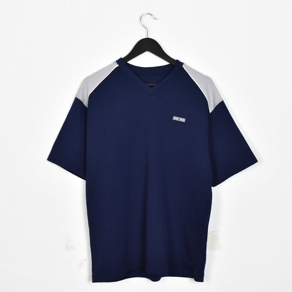 Vintage Hugo Boss V-neck t-shirt tee blouse top in blue and white