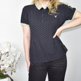 Vintage GANT polo top sweater t-shirt blouse in dark grey and cream