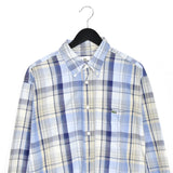 Vintage Lacoste button down formal shirt long sleeve blouse top in checkered blue