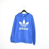 Vintage Adidas hoodie long sleeve sweatshirt track jacket fleece windbreaker jumper in bright blue