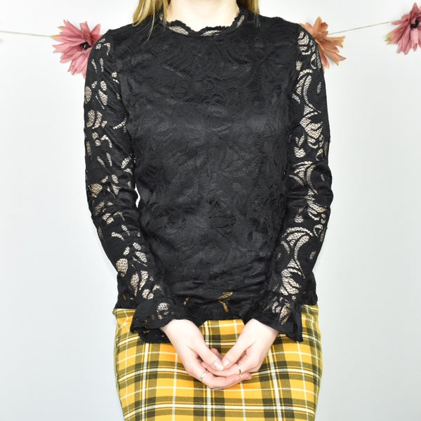 Cool see through sleeves Gina Tricot blouse jumper sweater top cardigan pullover in black