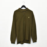 Vintage Timberland long sleeve polo hoodie pullover sweatshirt windbreaker fleece track jacket in dark green