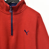 Vintage Puma quarter zip up track jacket windbreaker sweatshirt longsleeve tee pullover jumper in red