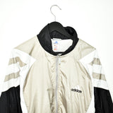 Vintage Adidas zip up windbreaker tracksuit track jacket trackie sweater jumper sweatshirt pullover long sleeve in black light gold and white