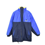 Vintage Adidas reversable winter coat puffer jacket track fleece longsleeve tee pullover windbreaker sweatshirt in blue and yellow