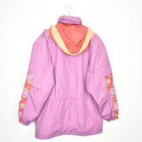Vintage Diadora puffer zip up jacket windbreaker tracksuit track jacket trackie sweater jumper sweatshirt pullover long sleeve in pink