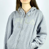 Vintage Fila zip up hoodie jumper sweater pullover in gray