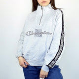 Vintage Champion half zip sweatshirt jumper sweater pullover hoodie in gray