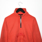 Vintage Exploration fuzzy fleece quarter zip up collar jumper pullover sweatshirt t-shirt top tee in red