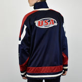 Vintage Champion tracksuit track jacket fleece windbreaker in navy blue, red and white