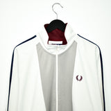 Vintage Fred Perry track fleece longsleeve tee pullover windbreaker sweatshirt in white grey and maroon