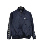 Vintage Champion zip up windbreaker tracksuit track jacket trackie sweater jumper sweatshirt pullover long sleeve in dark blue
