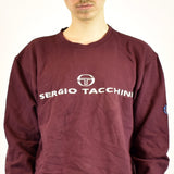 Vintage Sergio Tacchini sweatshirt jumper sweater pullover hoodie in burgundy