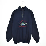 Vintage zip neck sweatshirt jumper sweater pullover hoodie in dark blue