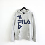 Vintage Fila hoodie pullover sweatshirt windbreaker trackie fleece track jacket jumper in grey