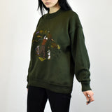 Vintage unique sweater pullover jumper in dark green