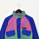 Vintage Pile jumper hoodie pullover sweatshirt windbreaker fleece track jacket in blue pink and green
